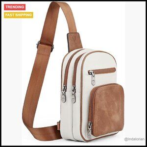 PU Leather Sling Bag Crossbody Purse Multi-Pocket Adjustable Strap Chic